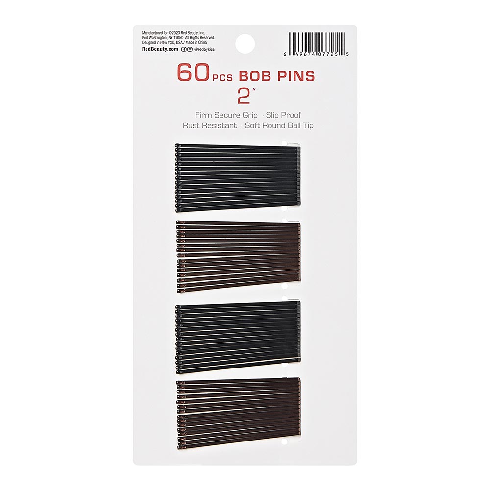 Red By Kiss Bob Pins Brown Black  2" 60 pcs