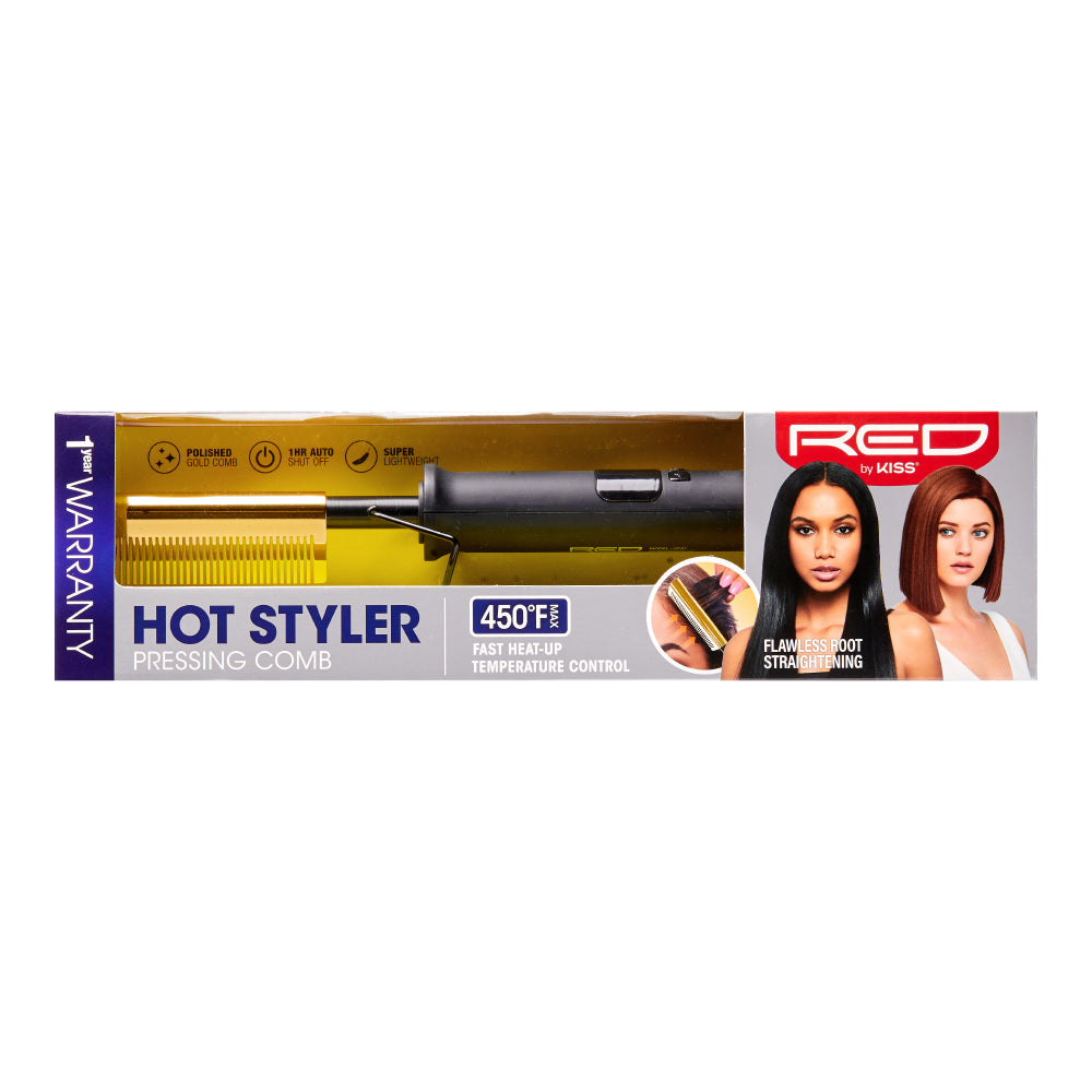 Red By Kiss Hot Styler Curved Teeth Teeth Pressing Comb
