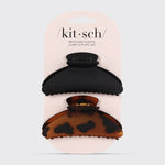 Kitsch Recycled Plastic Medium Claw Clips 2pc - Black & Tort