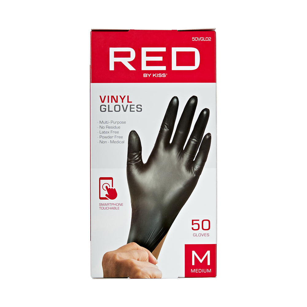 RED BY KISS Black Vinyl Gloves (50pcs)