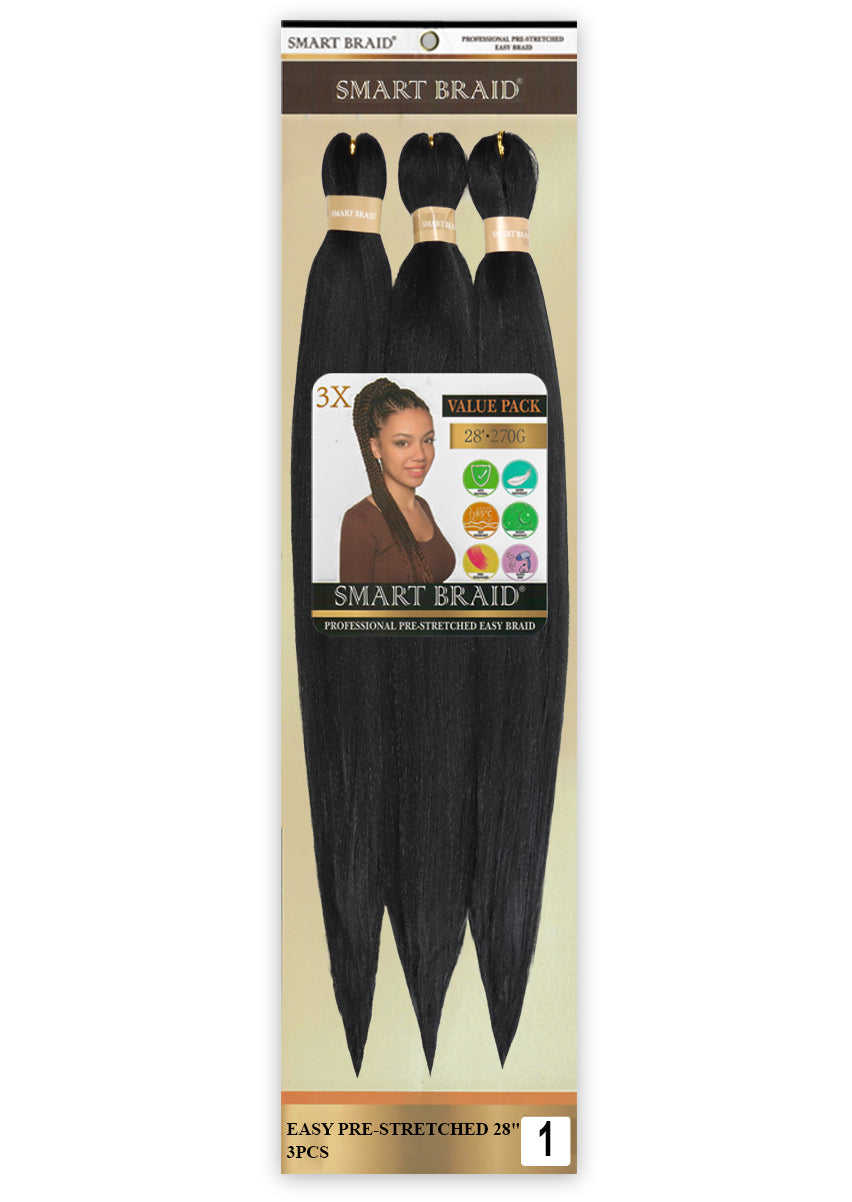 Smart Braid Pre-Stretched Braiding Hair 28" – 3X Pack