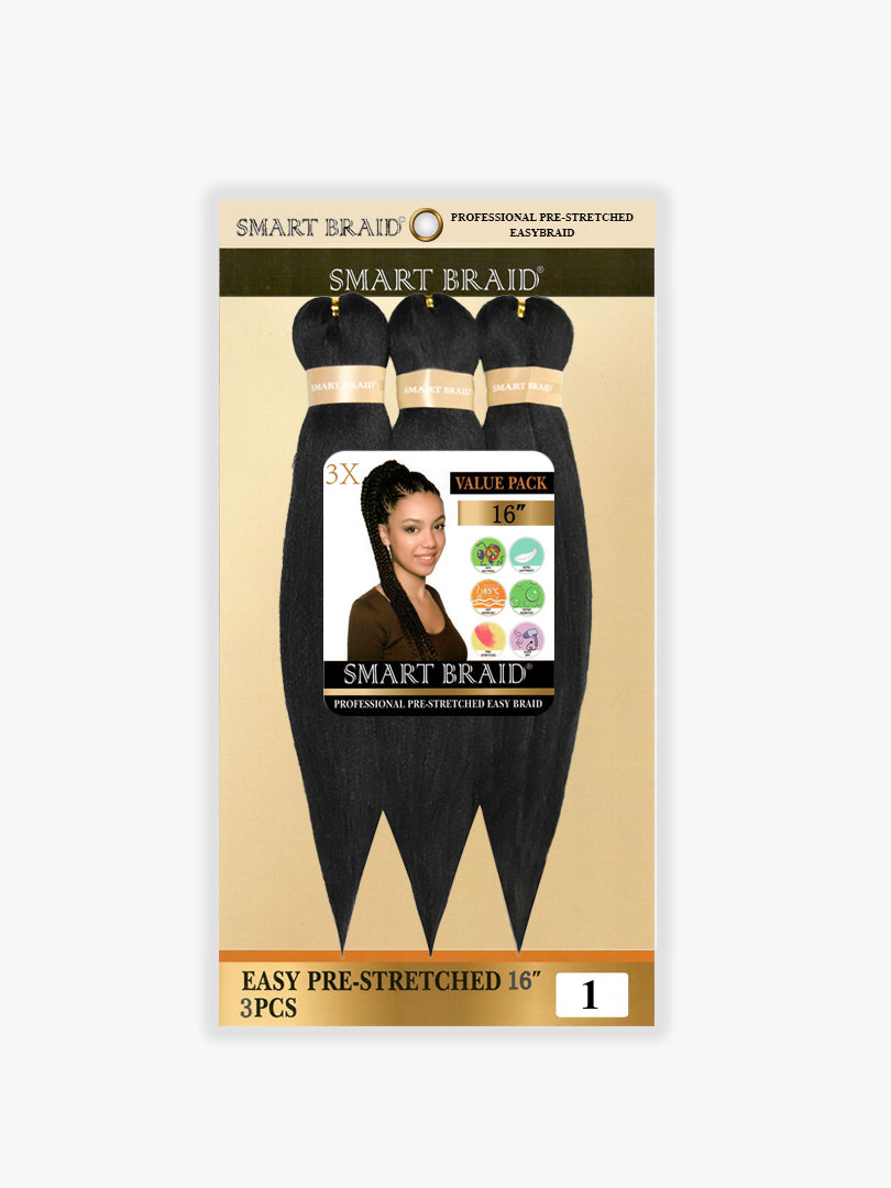 Smart Braid Pre-Stretched Braiding Hair 16" – 3X Pack
