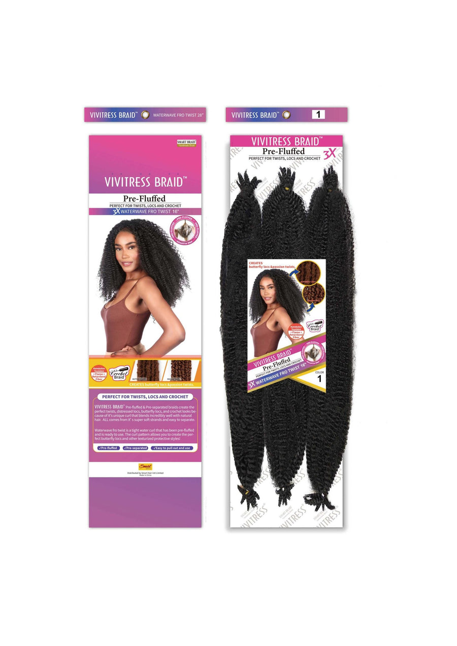 Vivitress Pre-Fluffed 3x16" Waterwave Fro Twist