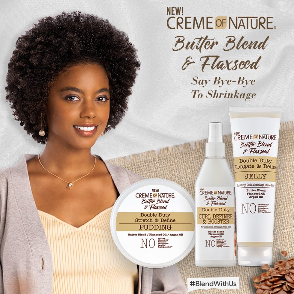 Creme of Nature Butter Blend & Flaxseed Double Duty Elongate & Define Jelly 248ml/8.4oz