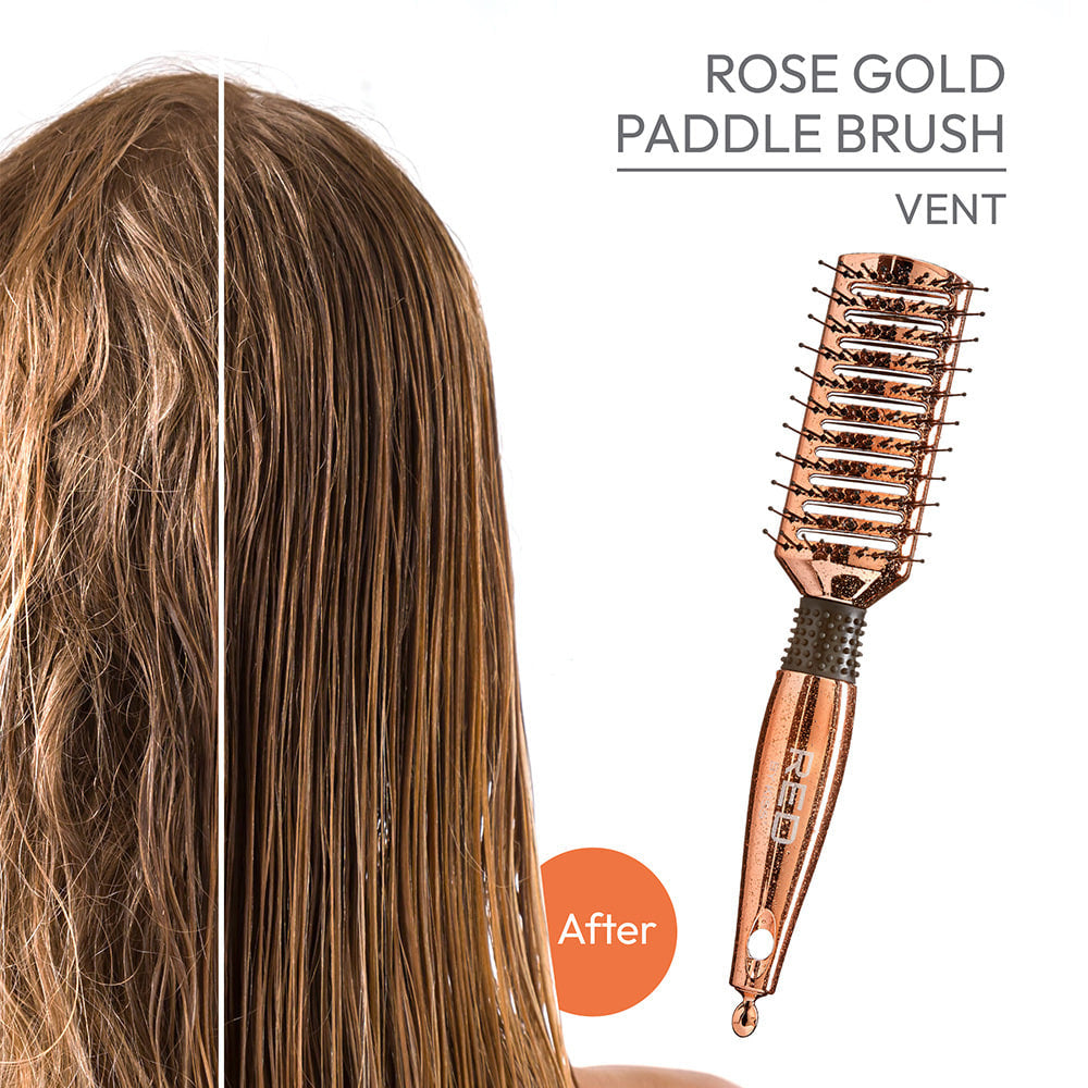 Red By Kiss Rose Gold Chrome Paddle Brush Vent  Beautiful Rose Gold Chrome Finish
