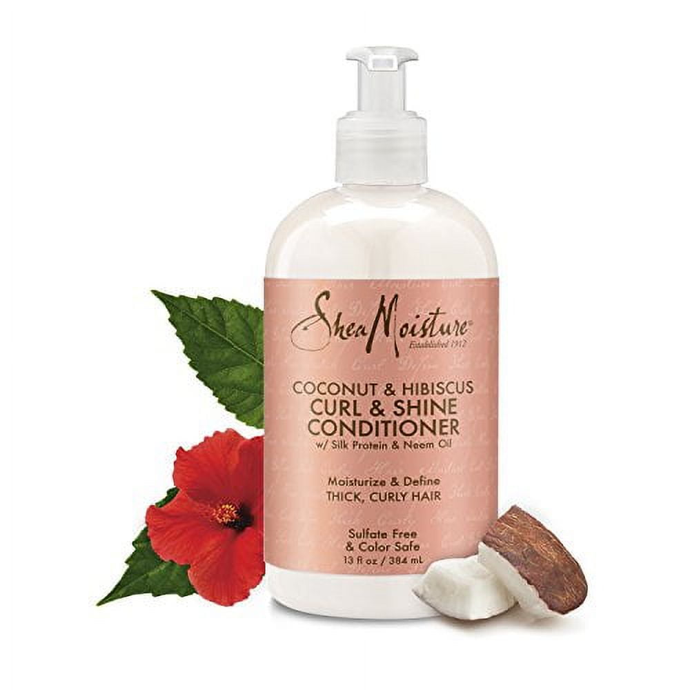 Shea Moisture Coconut & Hibiscus Curl & Shine Shampoo 384ml and Conditioner 384ml Set