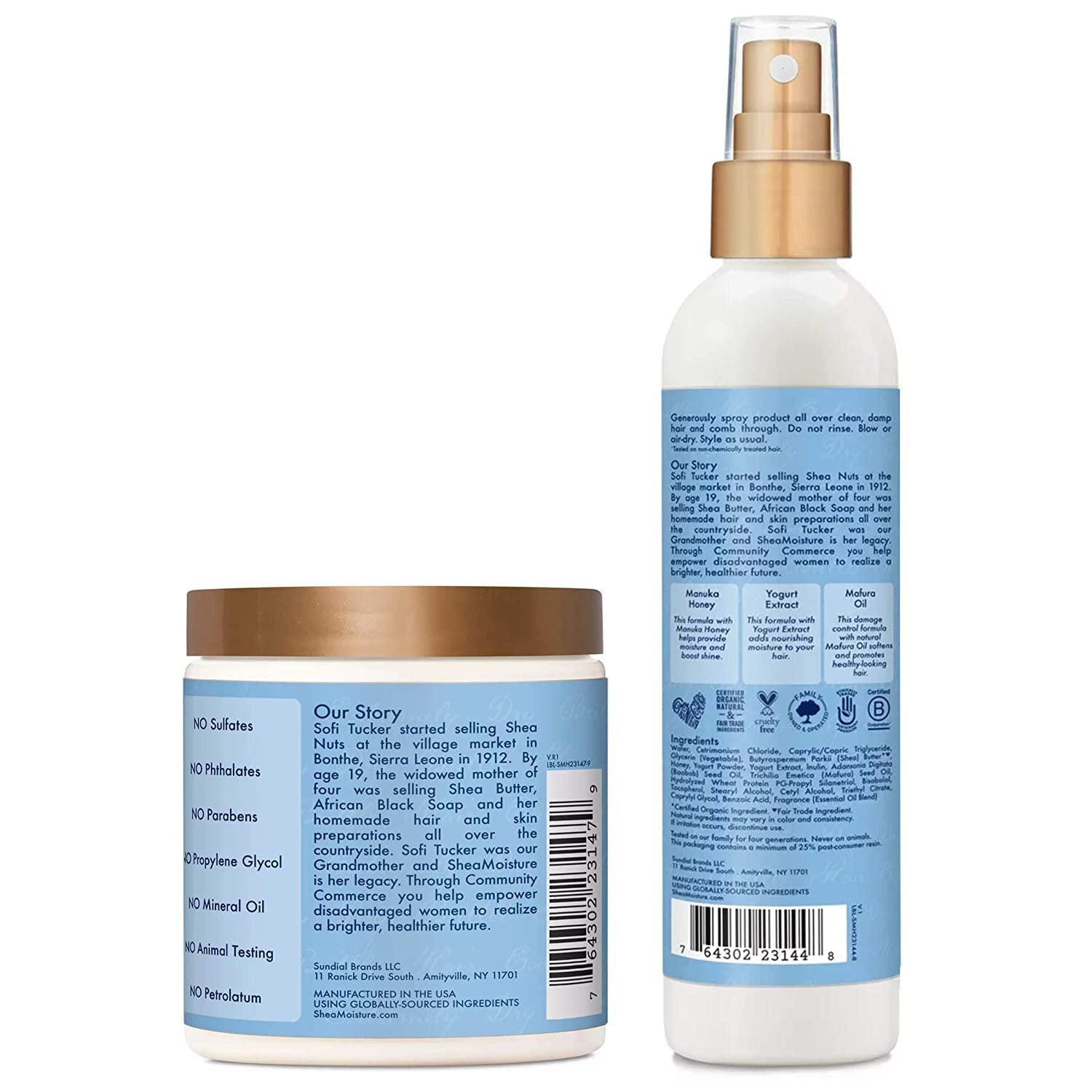 Shea Moisture Manuka Honey & Yogurt Hydrating Repair Treatment Leave-In Conditioner Spray + Hair Mask Set