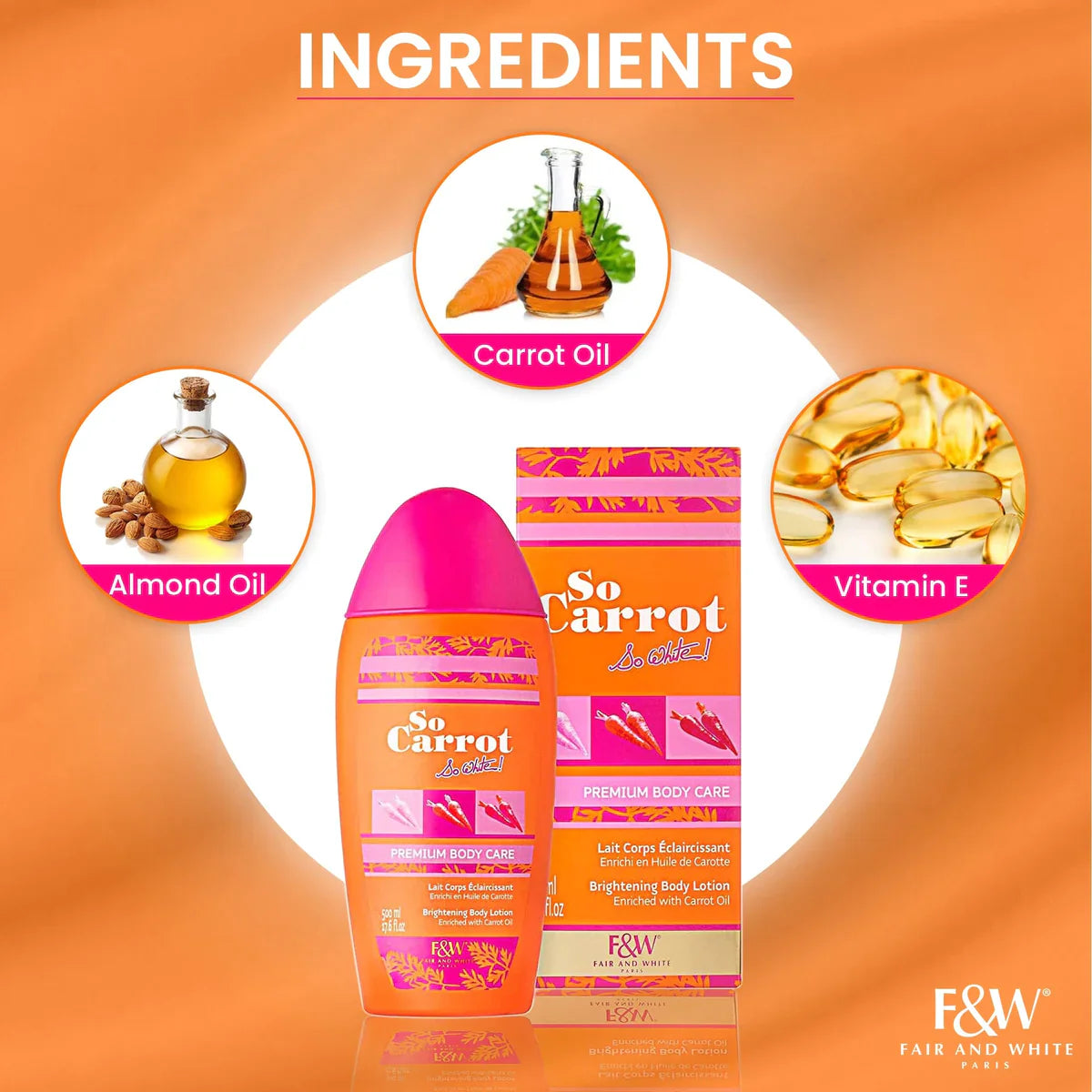 Fair & White So Carrot Moisturizing & Brightening Lotion 500ml