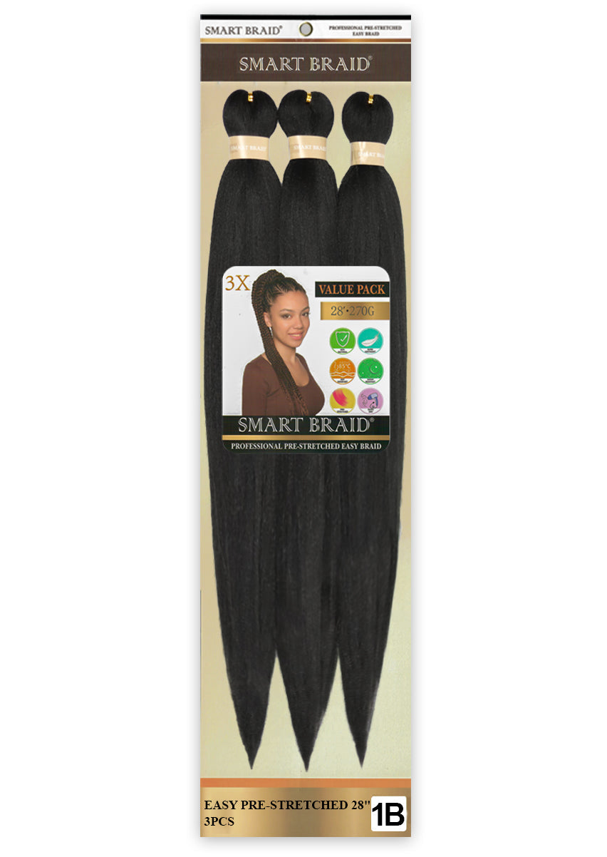 Smart Braid Pre-Stretched Braiding Hair 28" – 3X Pack