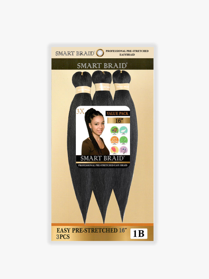 Smart Braid Pre-Stretched Braiding Hair 16" – 3X Pack