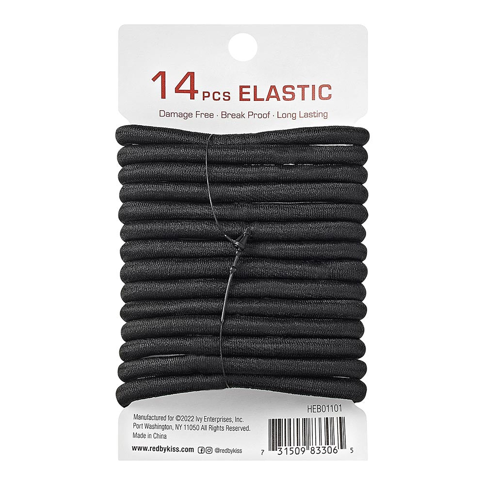 Red By Kiss Elastic Hair Band 5mm (14ct) Black
