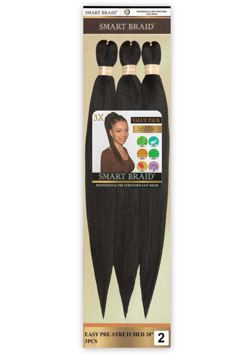 Smart Braid Pre-Stretched Braiding Hair 28" – 3X Pack