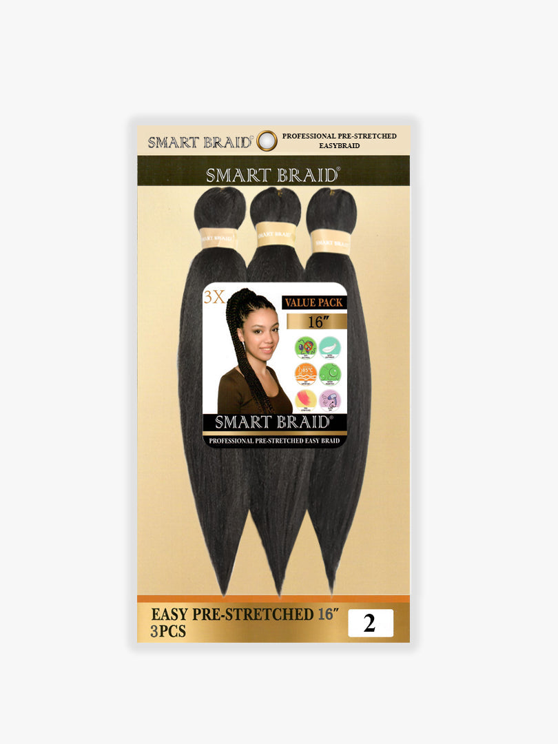 Smart Braid Pre-Stretched Braiding Hair 16" – 3X Pack