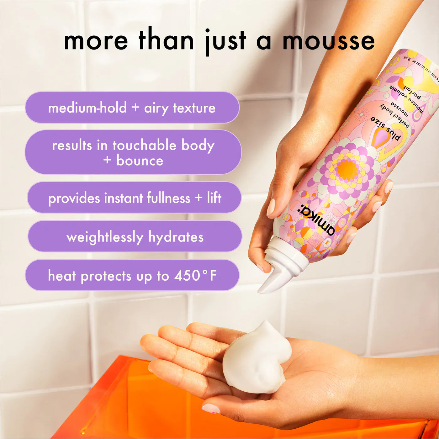 Amika Plus Size Perfect Body Hair Mousse 252ml/8.5oz