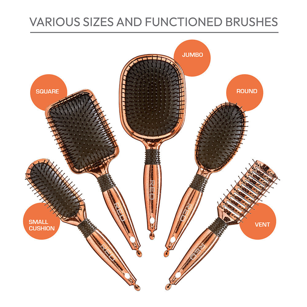Red By Kiss Rose Gold Chrome Paddle Brush Vent  Beautiful Rose Gold Chrome Finish