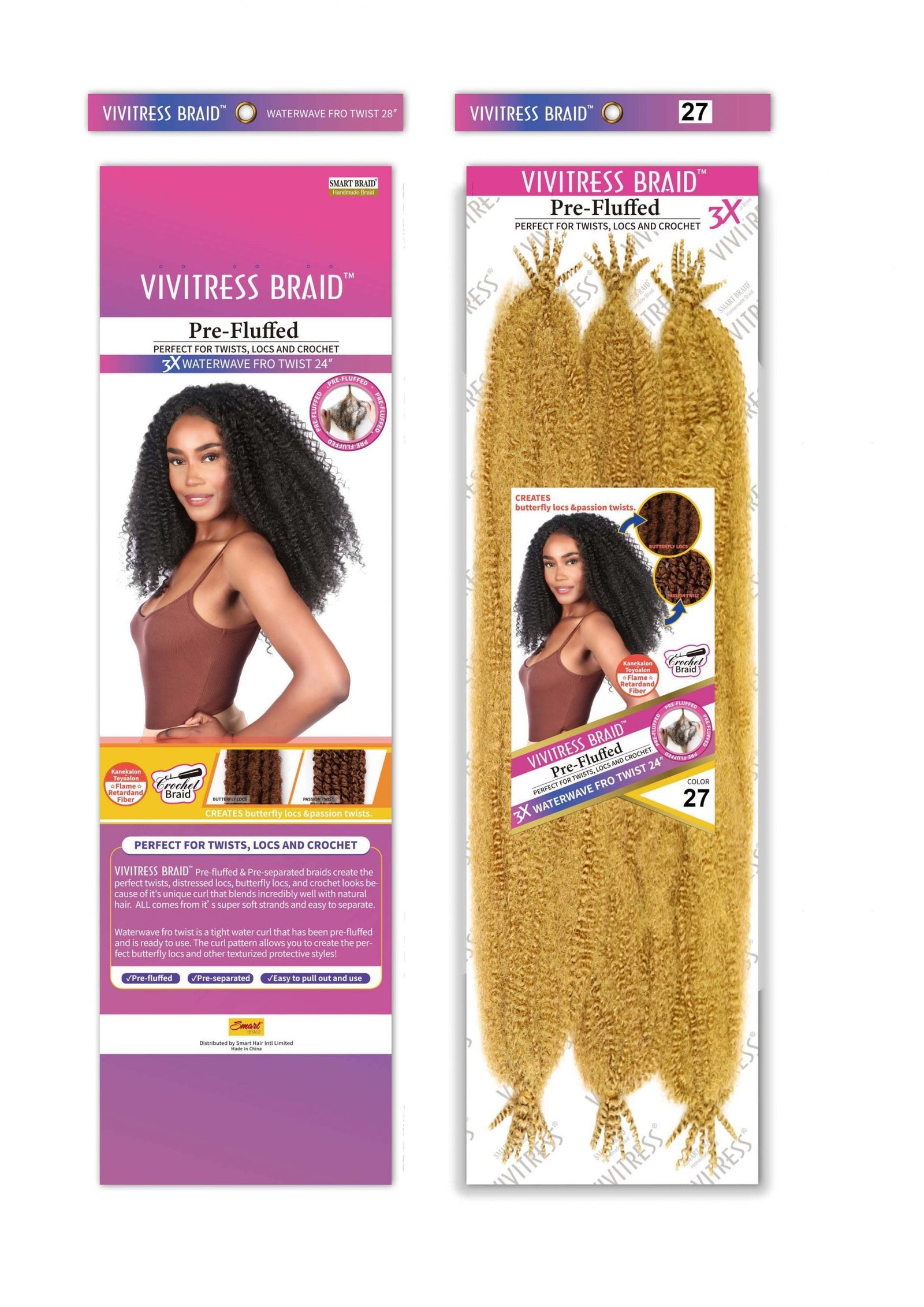 Vivitress Pre-Fluffed 3x24" waterwave Fro Twist