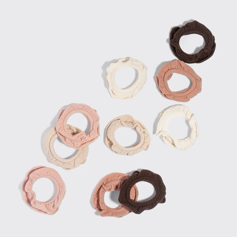 Kitsch Recycled Fabric Petal Hair Elastics 10pc Set - Blush