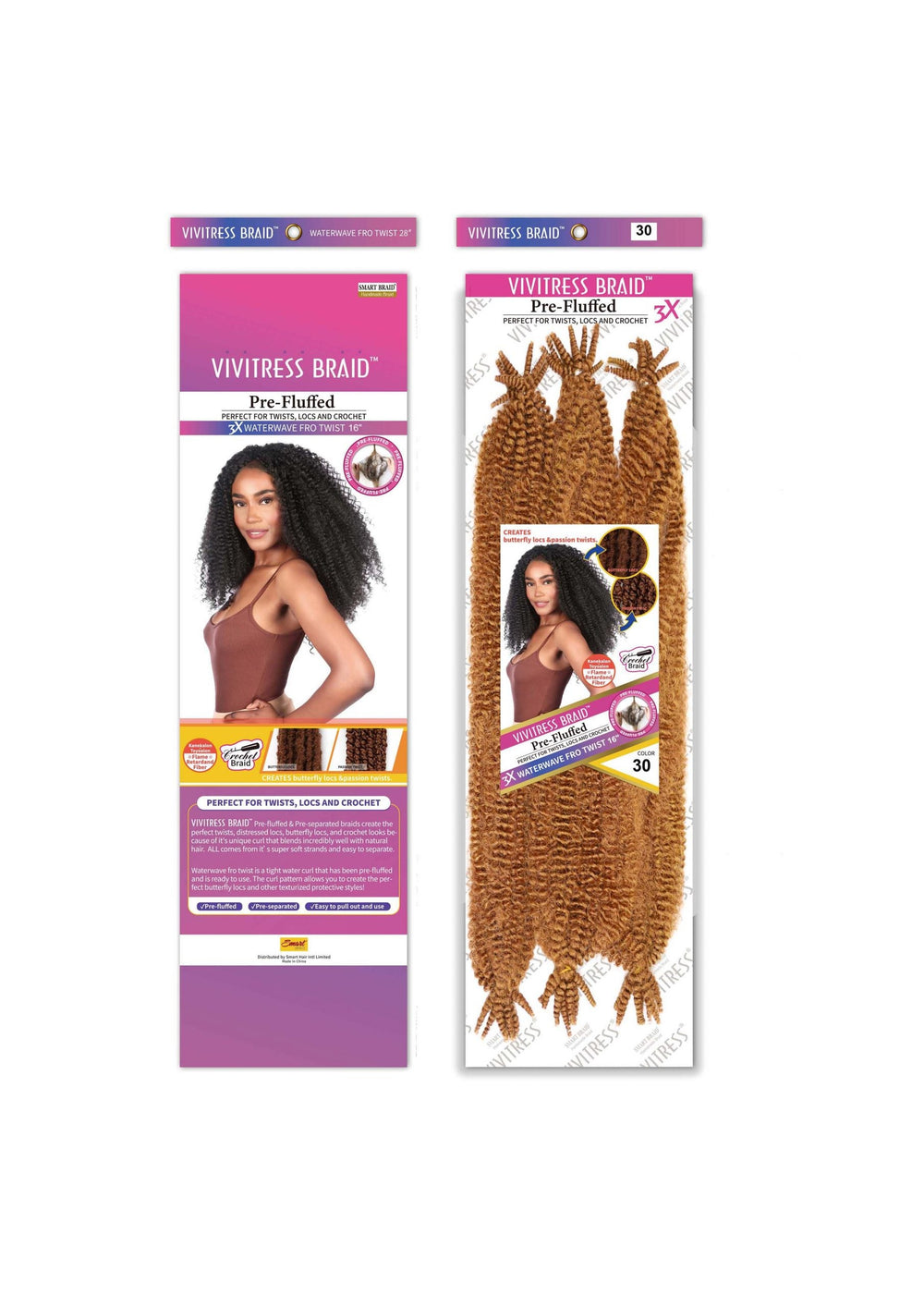 Vivitress Pre-Fluffed 3x16" Waterwave Fro Twist