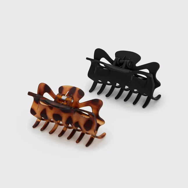 Kitsch Recycled Plastic Large Claw Clip 2pc Set - Black & Tort