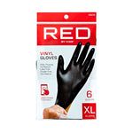 Red By Kiss Black Vinyl Gloves (6pcs)  For Professionals & Beginners