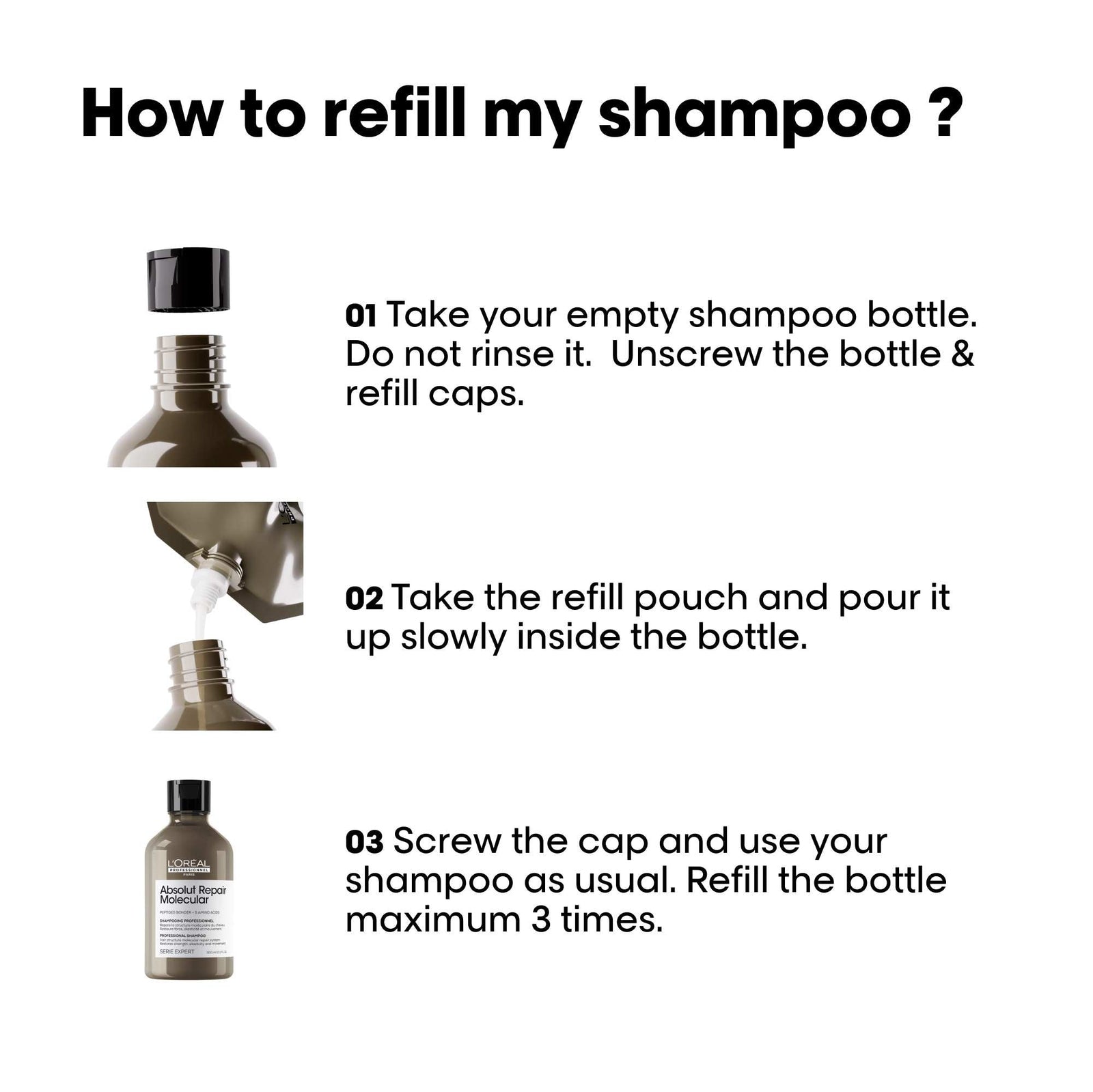 L’Oréal Professional Absolut Repair Molecular Shampoo Refill Pouch 500ml