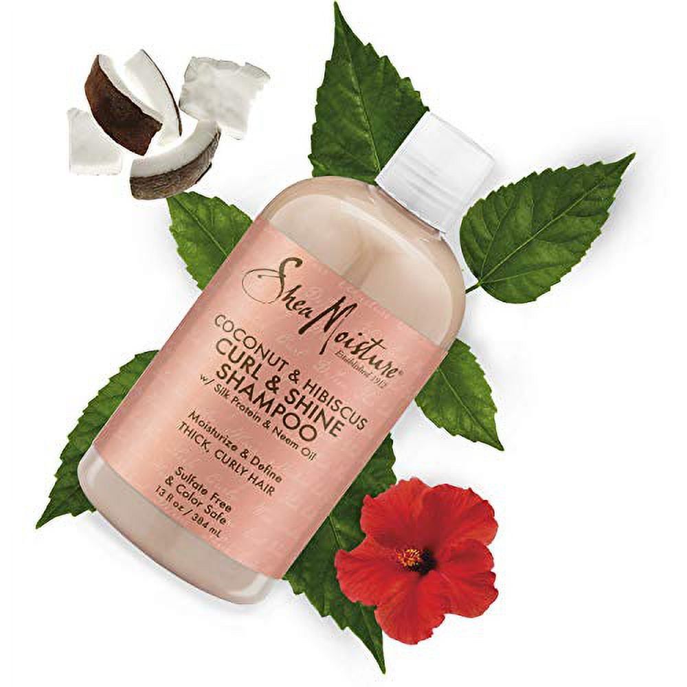 Shea Moisture Coconut & Hibiscus Curl & Shine Shampoo 384ml and Conditioner 384ml Set