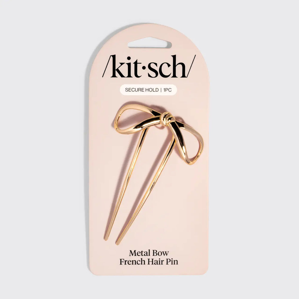 Kitsch Mini Metal Bow French Hair Pin - Gold