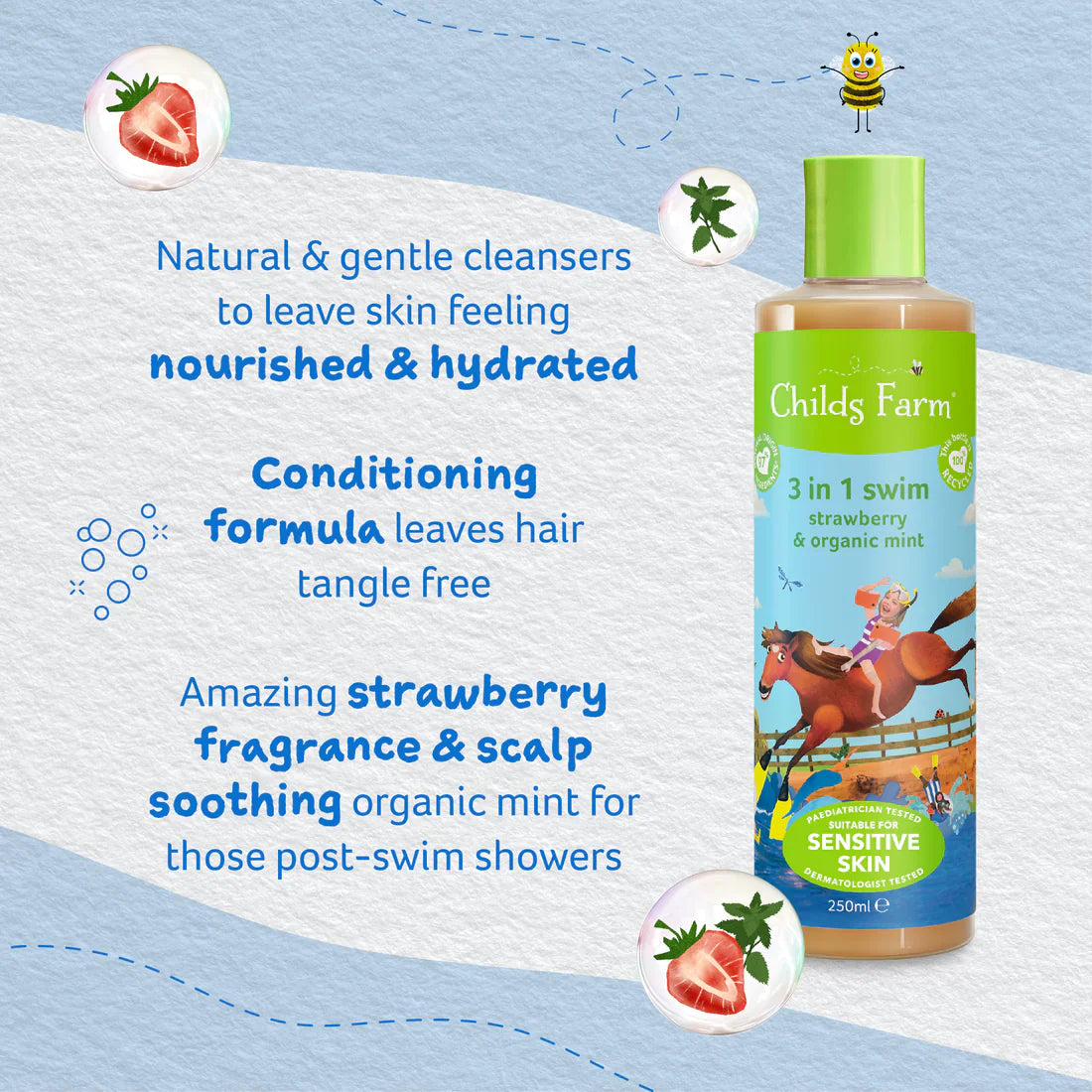Childs Farm Sensitive Skin Experts Strawberry & Organic Mint 3 In 1 Swin 250ml