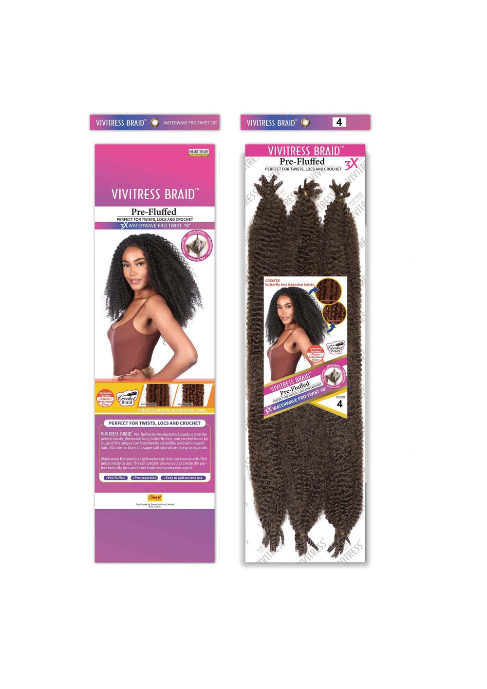 Vivitress Pre-Fluffed 3x16" Waterwave Fro Twist