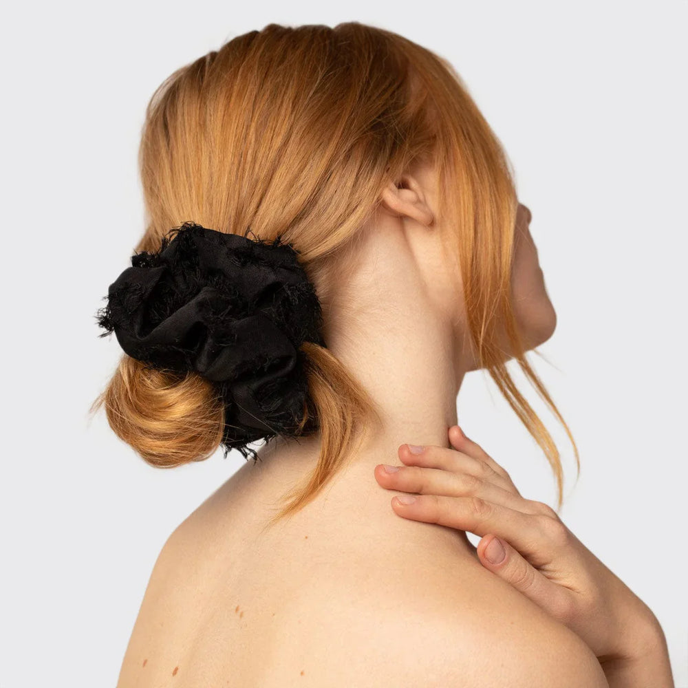 Kitsch Brunch Scrunchie - Frayed Black