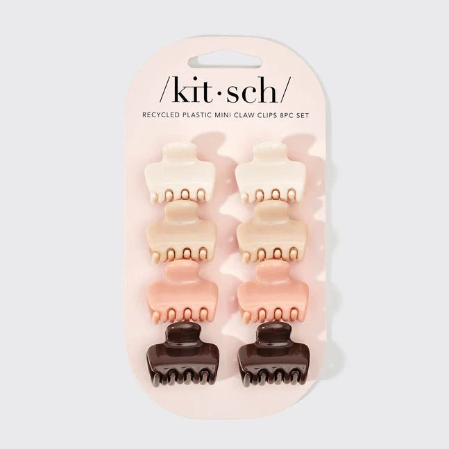 Kitsch Recycled Plastic Mini Cloud Claw Clips 8pc Set - Rosewood