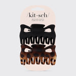 Kitsch Recycled Plastic Large Claw Clip 2pc Set - Black & Tort