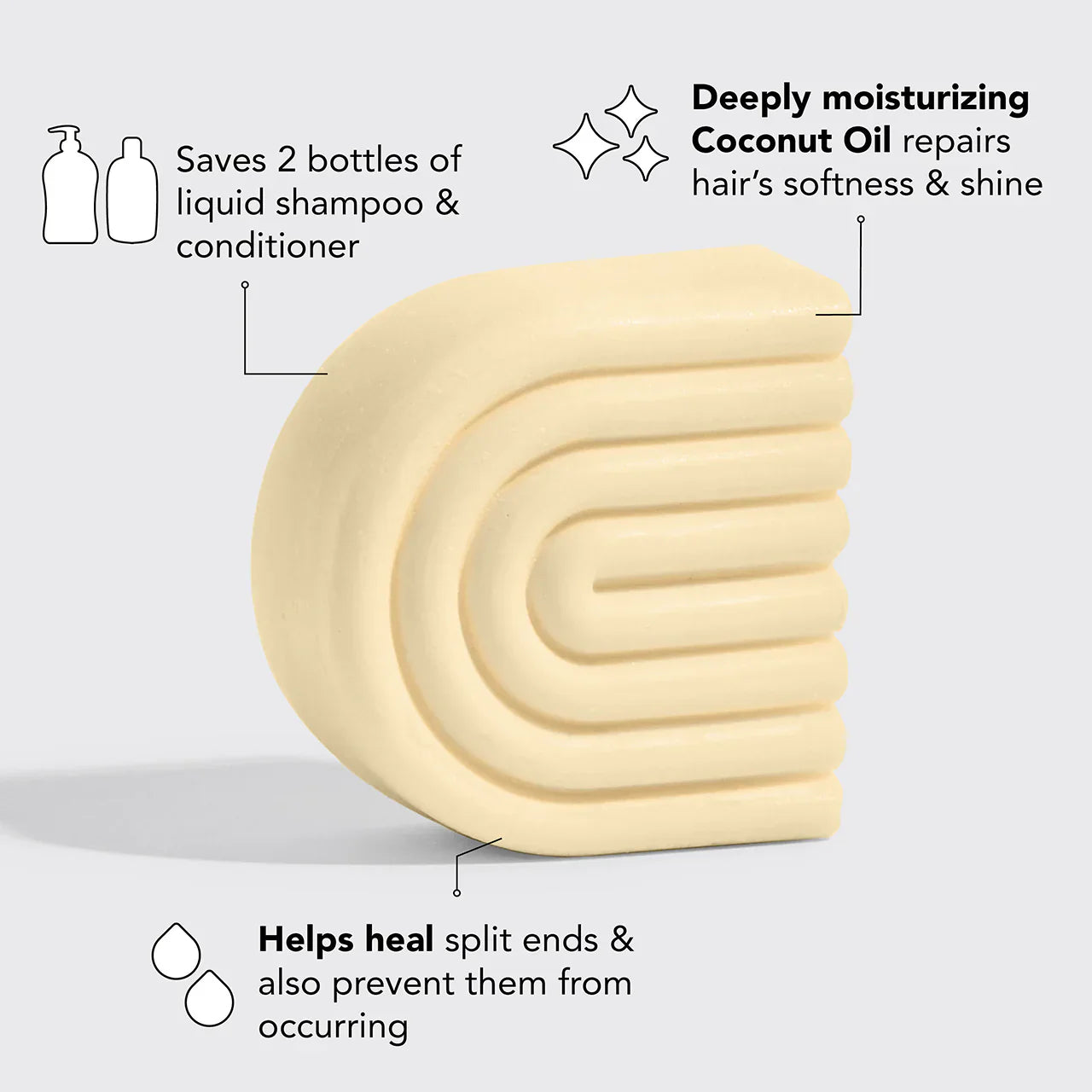 Kitsch Coconut Oil Conditioner Bar for Dry Damaged Hair 77g