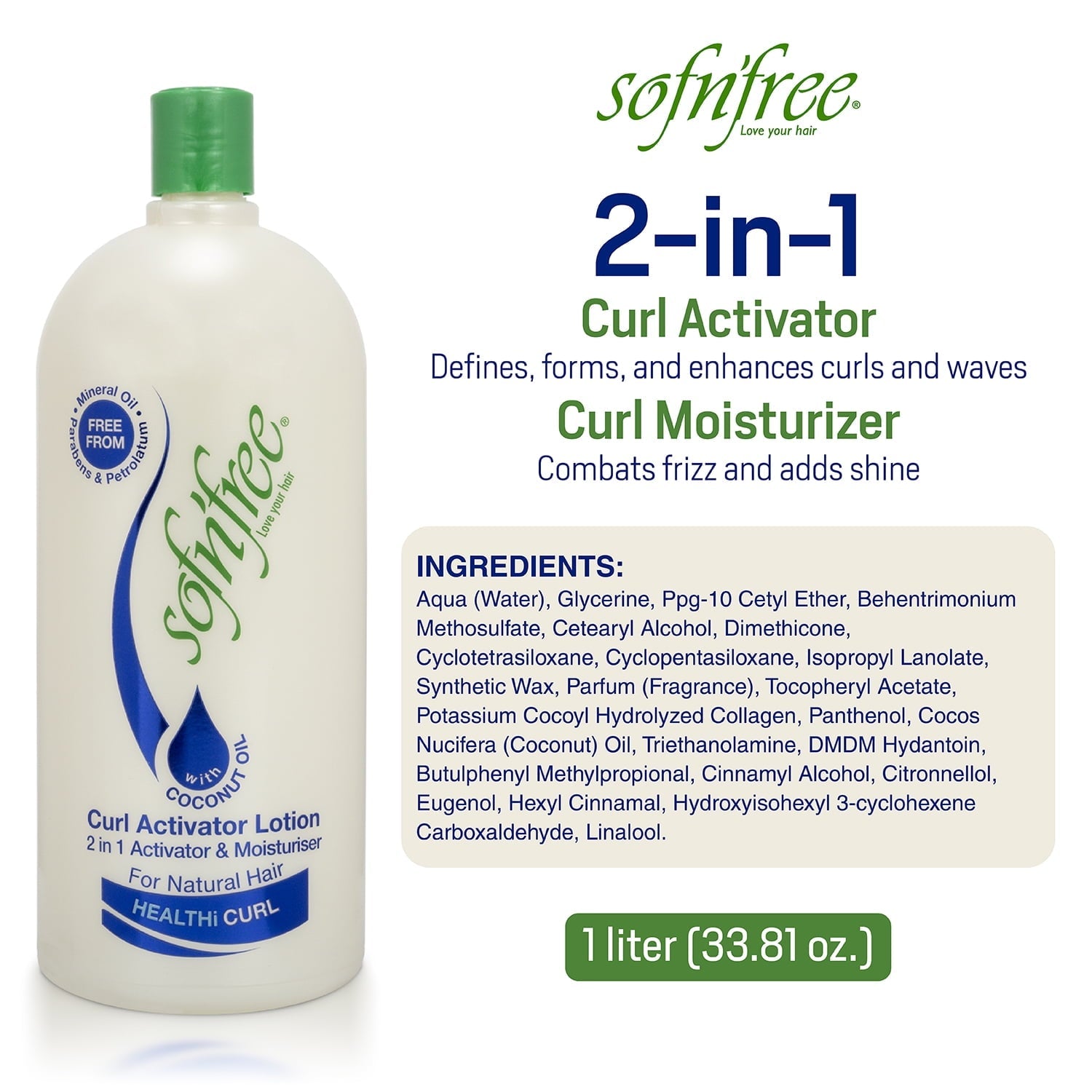 Sofn’Free Moisturizer & Curl Activator for Natural Hair 1000ml