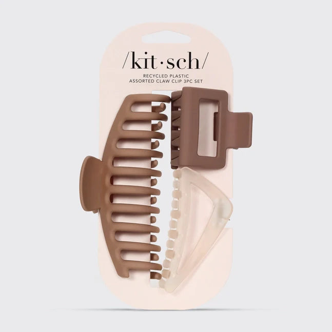 Kitsch Recycled Plastic Assorted Claw Clip 3pc - Oversized