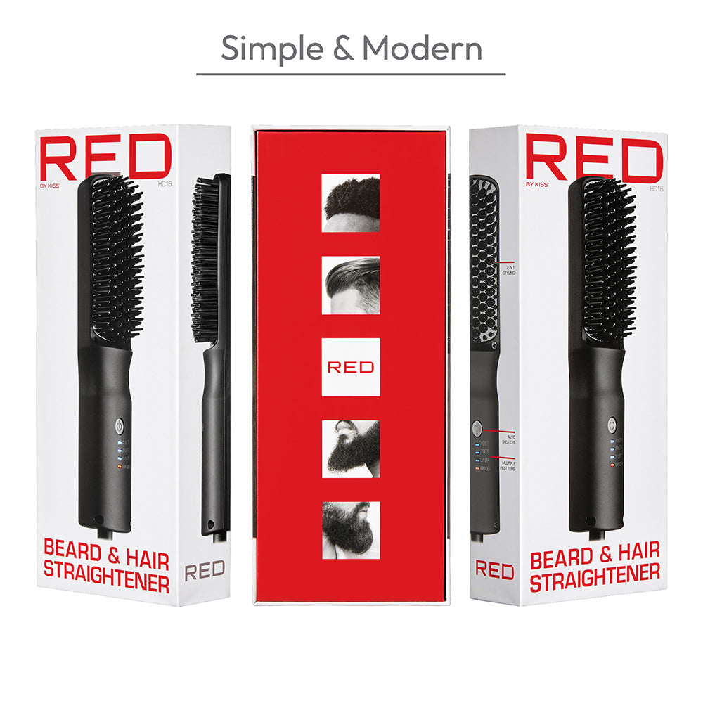 RED BY KISS Beard & Hair Straightener With Adjustable Temperature Settings