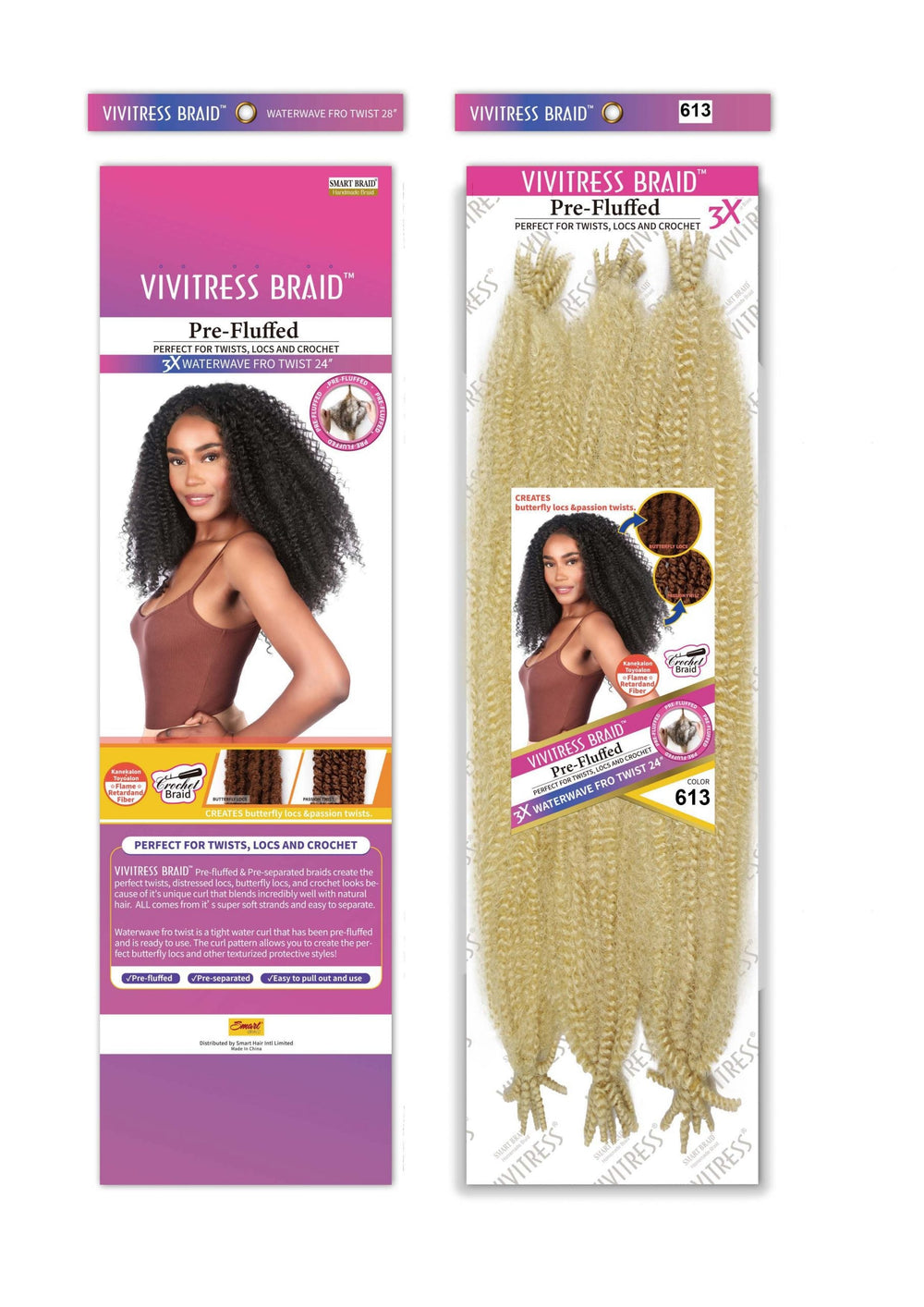 Vivitress Pre-Fluffed 3x24" waterwave Fro Twist