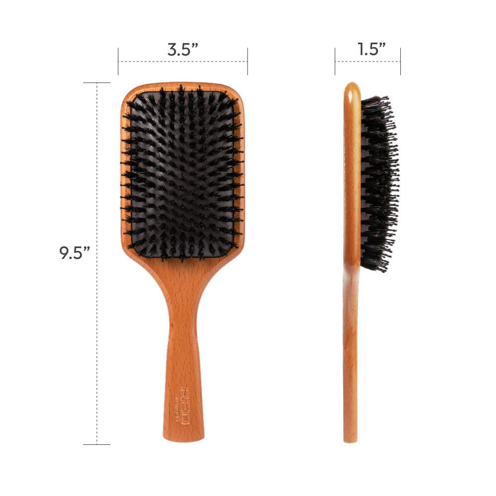 Red By Kiss Evergreen Wooden Square Boar Paddle Hair Brush