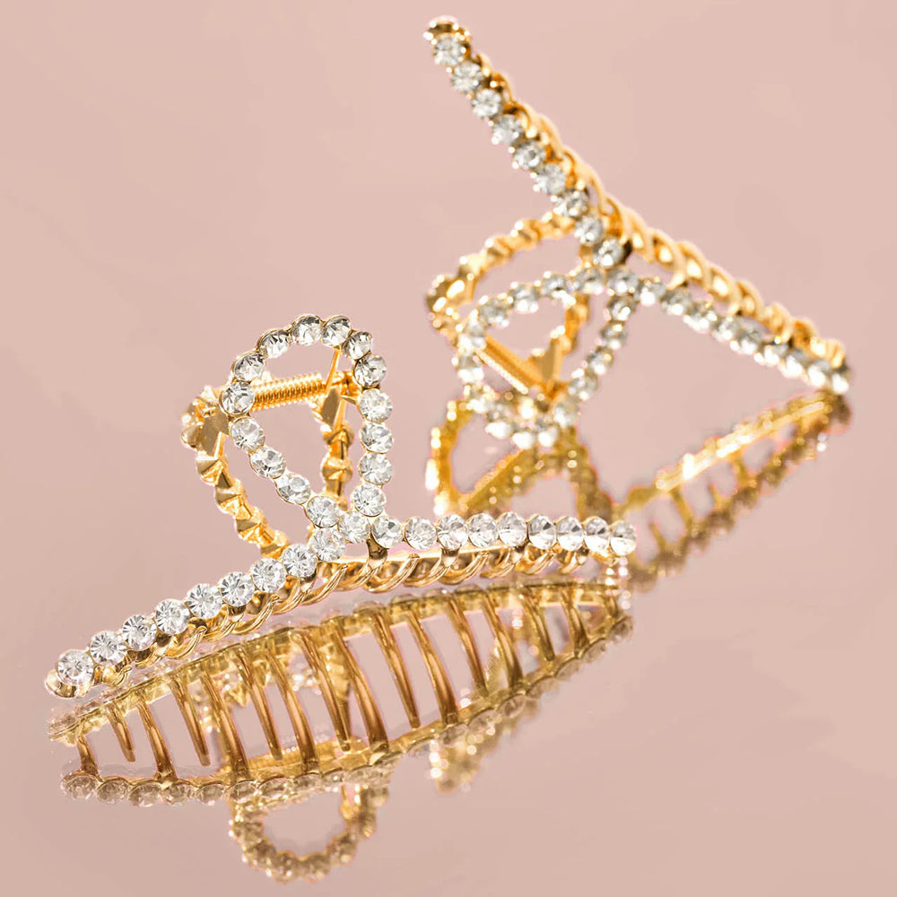Kitsch Metal Rhinestone Loop Claw Clip 1pc - Gold
