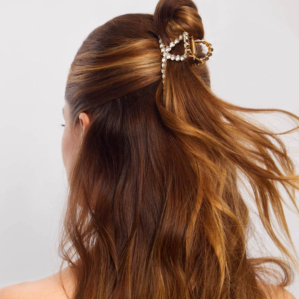 Kitsch Metal Rhinestone Loop Claw Clip 1pc - Gold