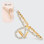 Kitsch Metal Rhinestone Loop Claw Clip 1pc - Gold