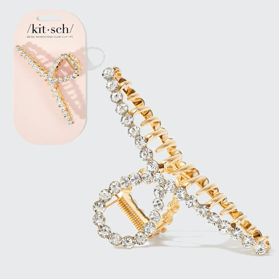 Kitsch Metal Rhinestone Loop Claw Clip 1pc - Gold