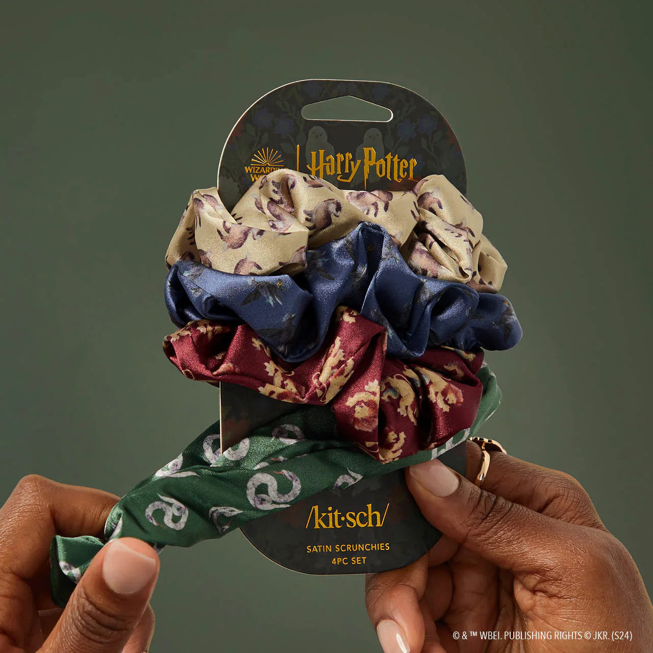 Kitsch Harry Potter x Kitsch Satin Scrunchies All Houses 4pc Set