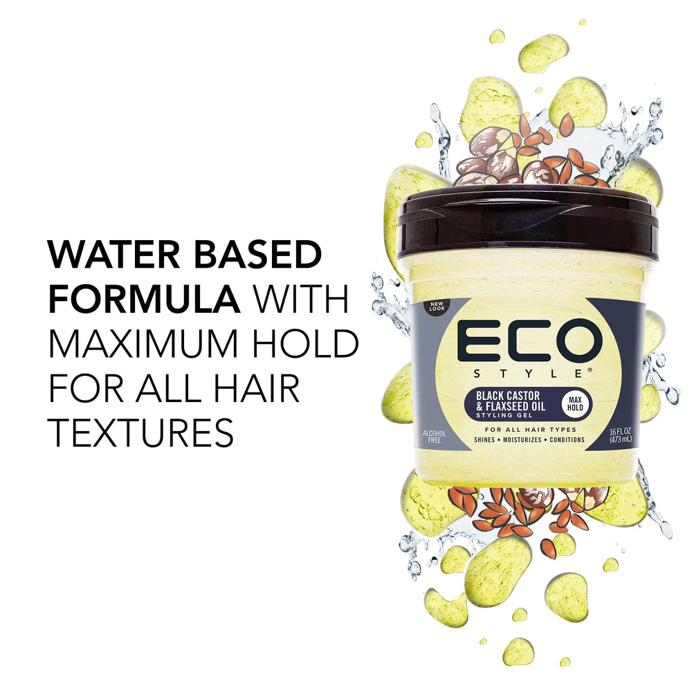 Eco Styler Black Castor & Flaxseed Oil Hair Styling Gel 473ml/16oz