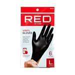 Red By Kiss Black Vinyl Gloves (6pcs)  For Professionals & Beginners