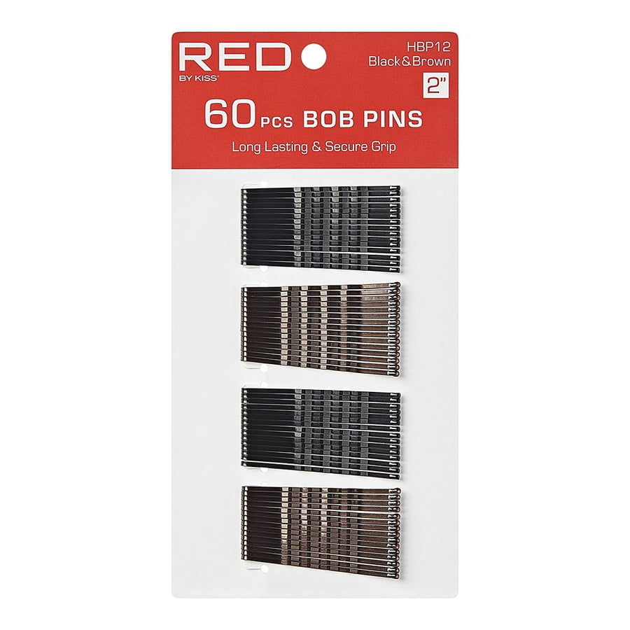 Red By Kiss Bob Pins Brown Black  2" 60 pcs
