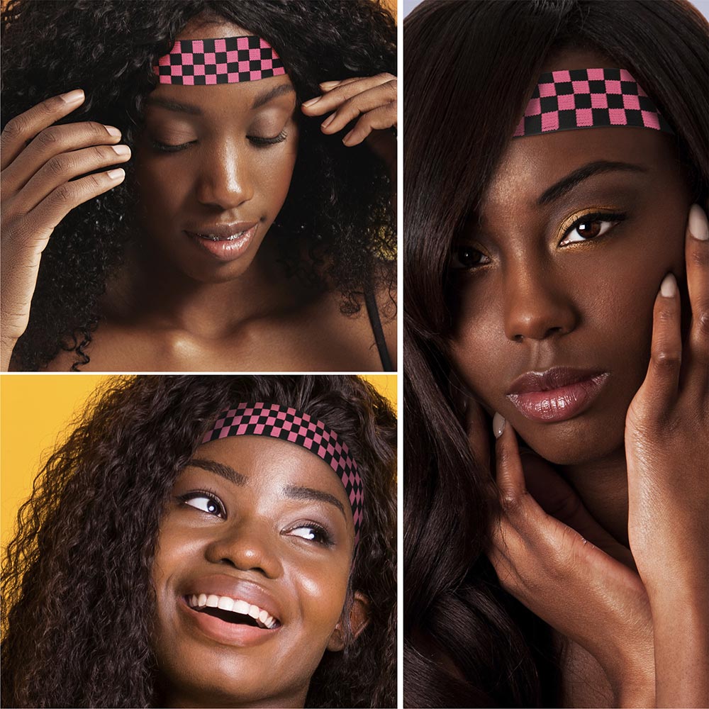 Red By Kiss Fashion Edge Band  Pink Check