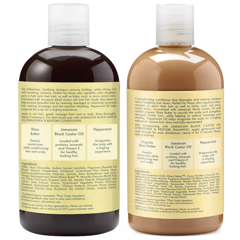 Shea Moisture Jamaican Black Castor Oil Set Strengthening Shampoo 384ml & Conditioner384ml