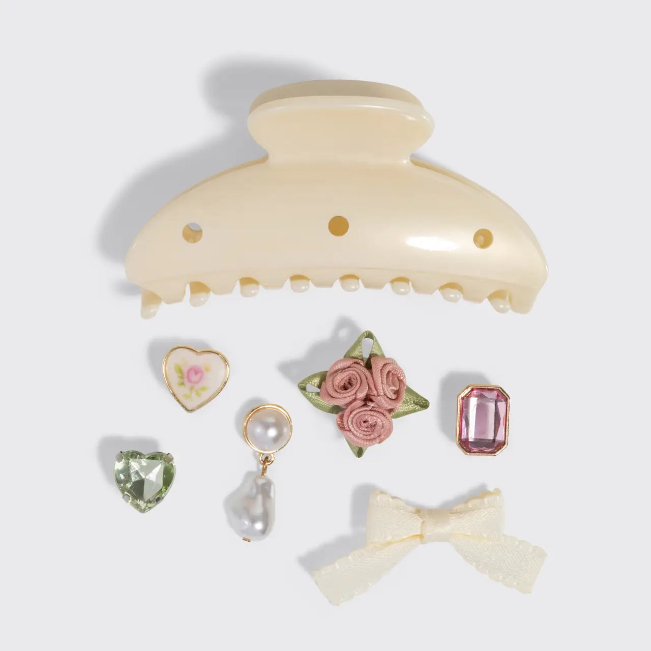 Kitsch Kitschpop Curved Claw Clip 7pc Set Vintage- Pearlized Cream