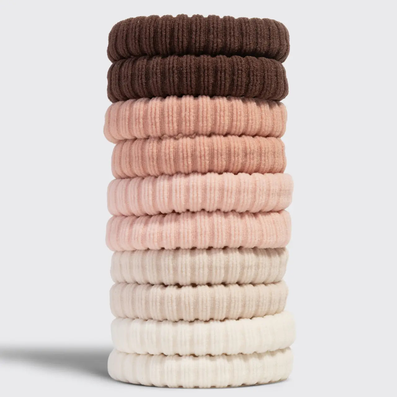 Kitsch Recycled Fabric Ribbed Hair Elastics 10pc Set - Blush